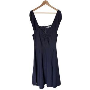 MUXXN Fit and Flare Dress Women XL Navy Blue Retro 50s Style Cap Sleeve